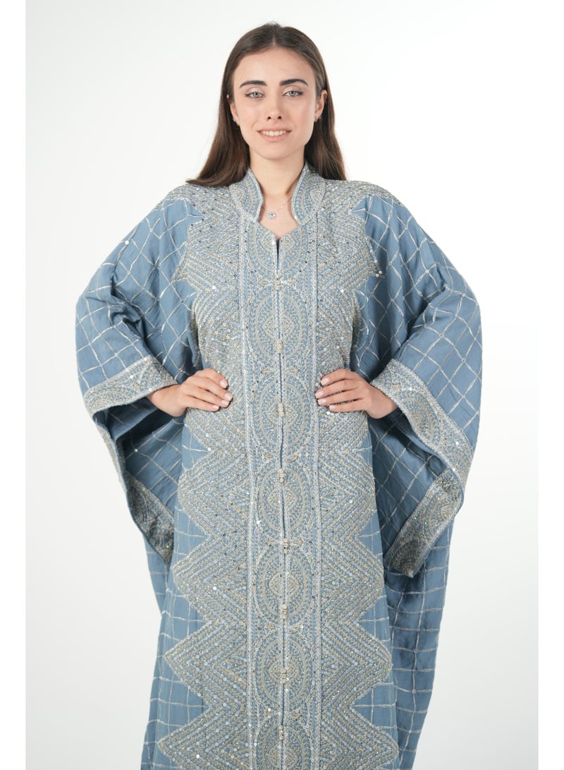 البنت الشرقية جلابية نسائية مطرزة واسعة مع حزام داخلي مقاس موحد - Image 2