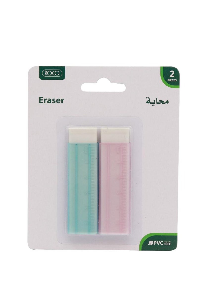 ROCO Rubber Eraser Thin Ruler Green/Red