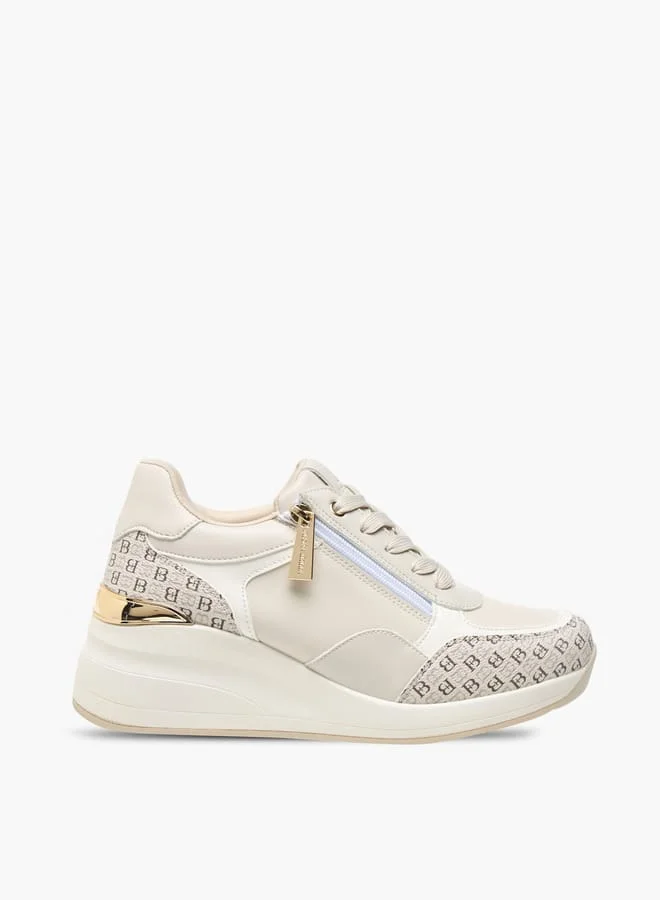 Flora Bella By Shoexpress Womens Monogram Print Sneakers With Lace-Up Closure