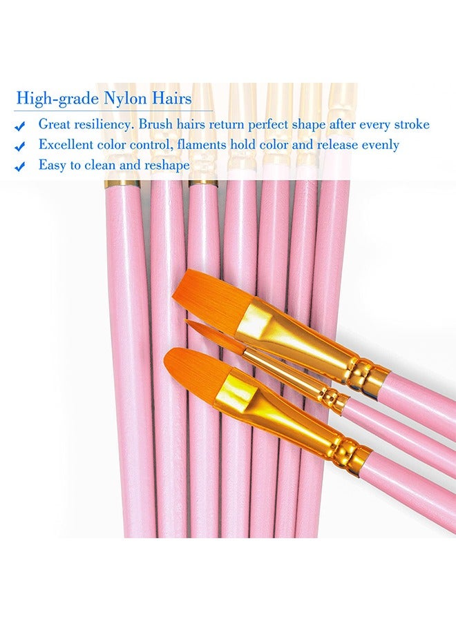 بوفان عبوتان من 20 فرشاة رسم مستديرة مدببة من شعر النايلون، فرش رسم أكريليك للفنانين، للألوان المائية والزيتية، وفن الوجه والأظافر، والتفاصيل المصغرة، ورسم الصخور، باللون الوردي - Image 4