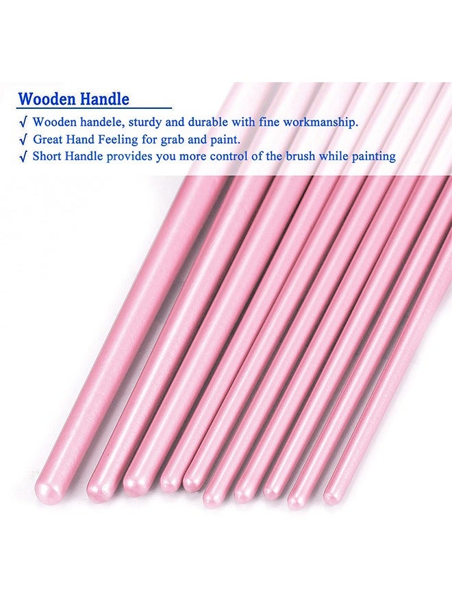 بوفان عبوتان من 20 فرشاة رسم مستديرة مدببة من شعر النايلون، فرش رسم أكريليك للفنانين، للألوان المائية والزيتية، وفن الوجه والأظافر، والتفاصيل المصغرة، ورسم الصخور، باللون الوردي - Image 5