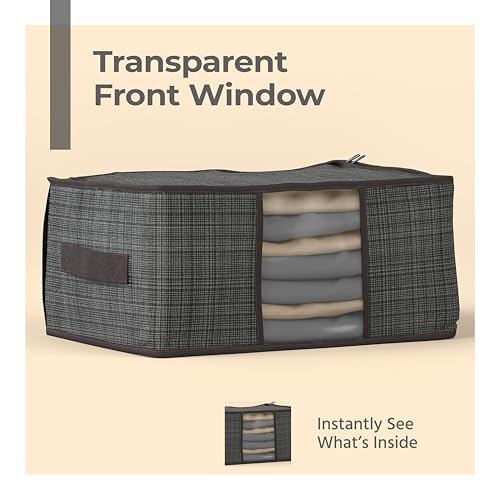 Lifelong Blankets Storage Bag for Home | Underbed Organizer & King Size Blanket Cover | Non-Woven Fabric & Transparent Window | Large Bag for Clothes with Handle for Easy Carrying (LLUBL01, Grey) - Image 5