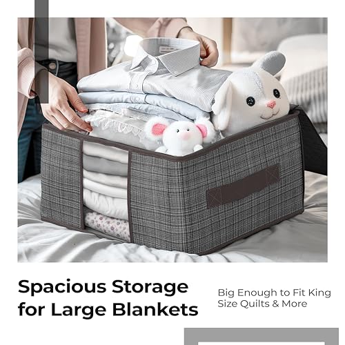 Lifelong Blankets Storage Bag for Home | Underbed Organizer & King Size Blanket Cover | Non-Woven Fabric & Transparent Window | Large Bag for Clothes with Handle for Easy Carrying (LLUBL01, Grey) - Image 4