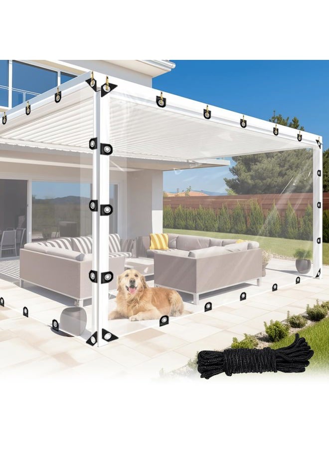 LC&QS 8x16ft Thicken Waterproof Clear Tarp - Anti-Tear Windproof Garden Transparent Poly Tarpaulin, Snowproof PE Tarp with Grommets for Winter Greenhouse Patio Enclosure Chicken Coop. - Image 1