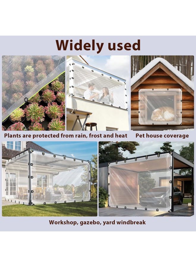 LC&QS 8x16ft Thicken Waterproof Clear Tarp - Anti-Tear Windproof Garden Transparent Poly Tarpaulin, Snowproof PE Tarp with Grommets for Winter Greenhouse Patio Enclosure Chicken Coop. - Image 3