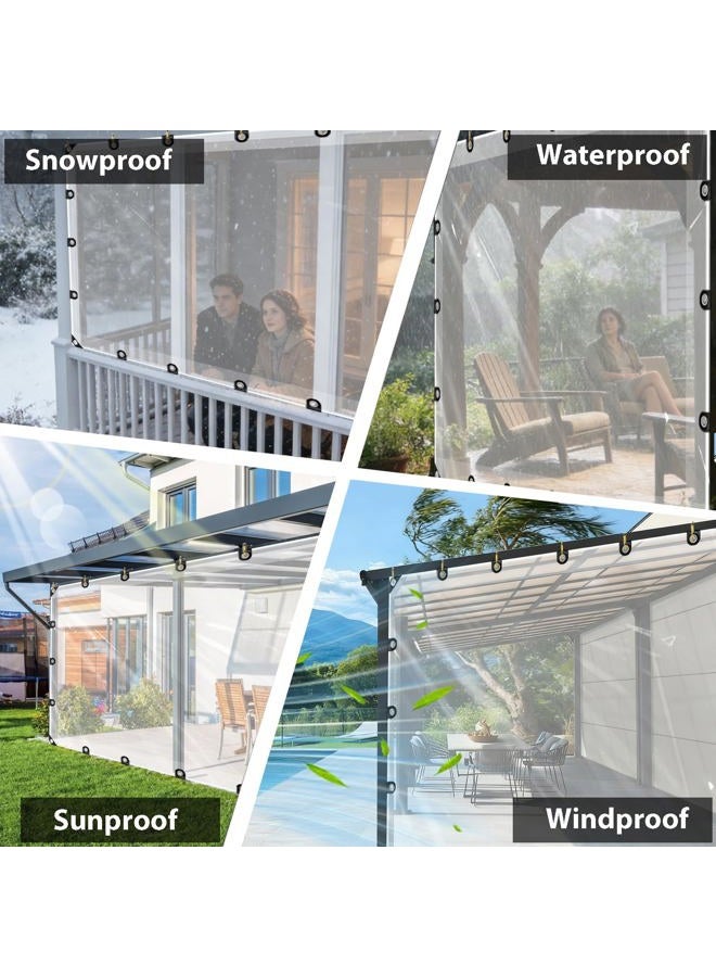 LC&QS 8x16ft Thicken Waterproof Clear Tarp - Anti-Tear Windproof Garden Transparent Poly Tarpaulin, Snowproof PE Tarp with Grommets for Winter Greenhouse Patio Enclosure Chicken Coop. - Image 5