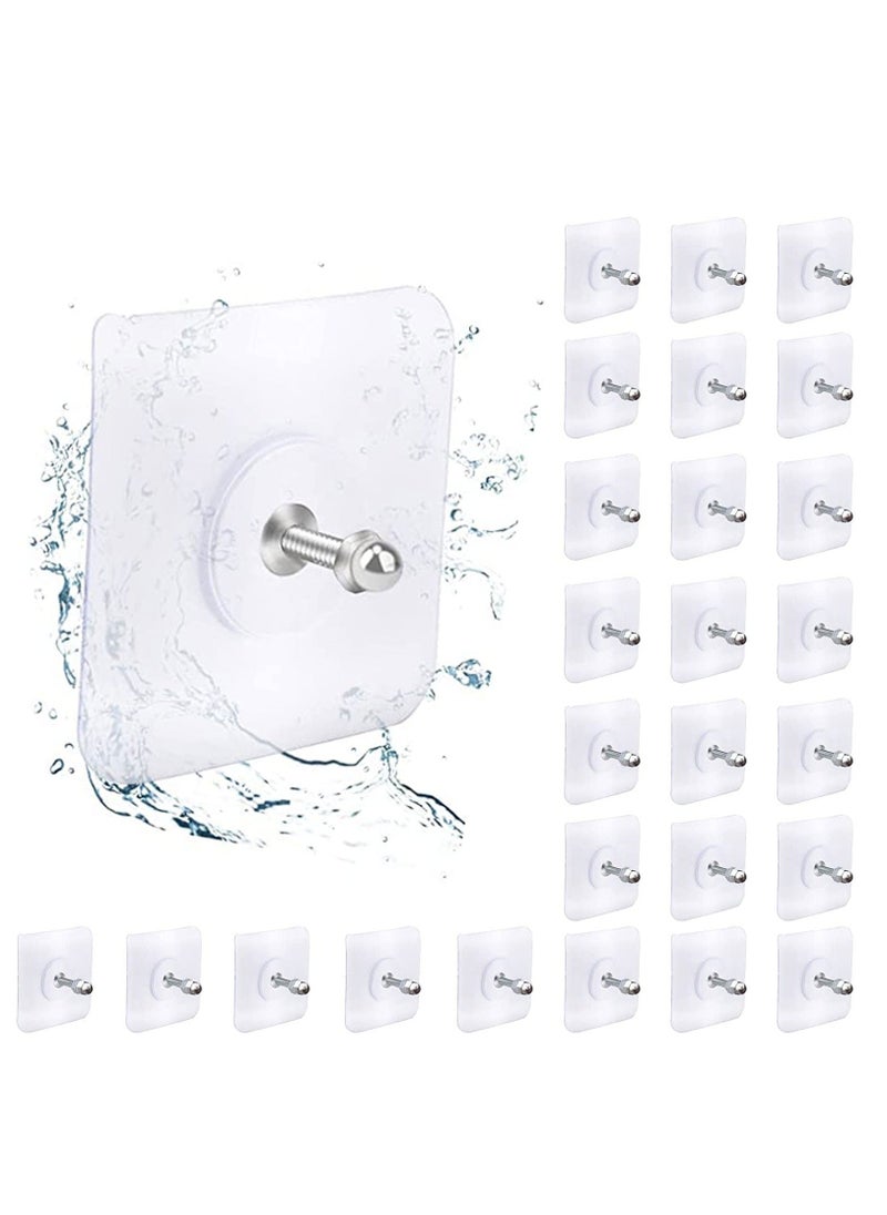 Y&D Adhesive Hooks Heavy Duty, Wall for Hanging, Hangers without Nails, 2 in 1 Screw Free Sticker Mount Shelf, Waterproof Rustproof 30 PCS  - Image 1