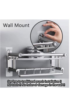 Y&D Adhesive Hooks Heavy Duty, Wall for Hanging, Hangers without Nails, 2 in 1 Screw Free Sticker Mount Shelf, Waterproof Rustproof 30 PCS  - Image 3