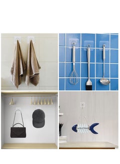 Y&D Adhesive Hooks Heavy Duty, Wall for Hanging, Hangers without Nails, 2 in 1 Screw Free Sticker Mount Shelf, Waterproof Rustproof 30 PCS  - Image 4