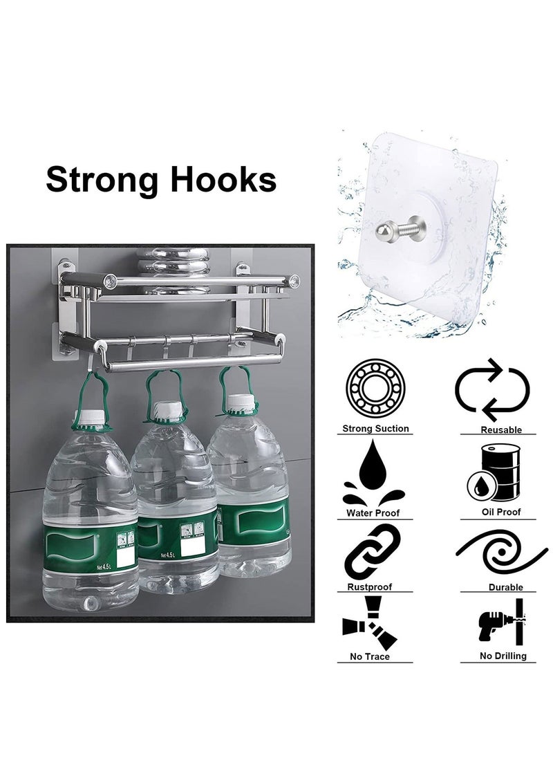 Y&D Adhesive Hooks Heavy Duty, Wall for Hanging, Hangers without Nails, 2 in 1 Screw Free Sticker Mount Shelf, Waterproof Rustproof 30 PCS  - Image 2