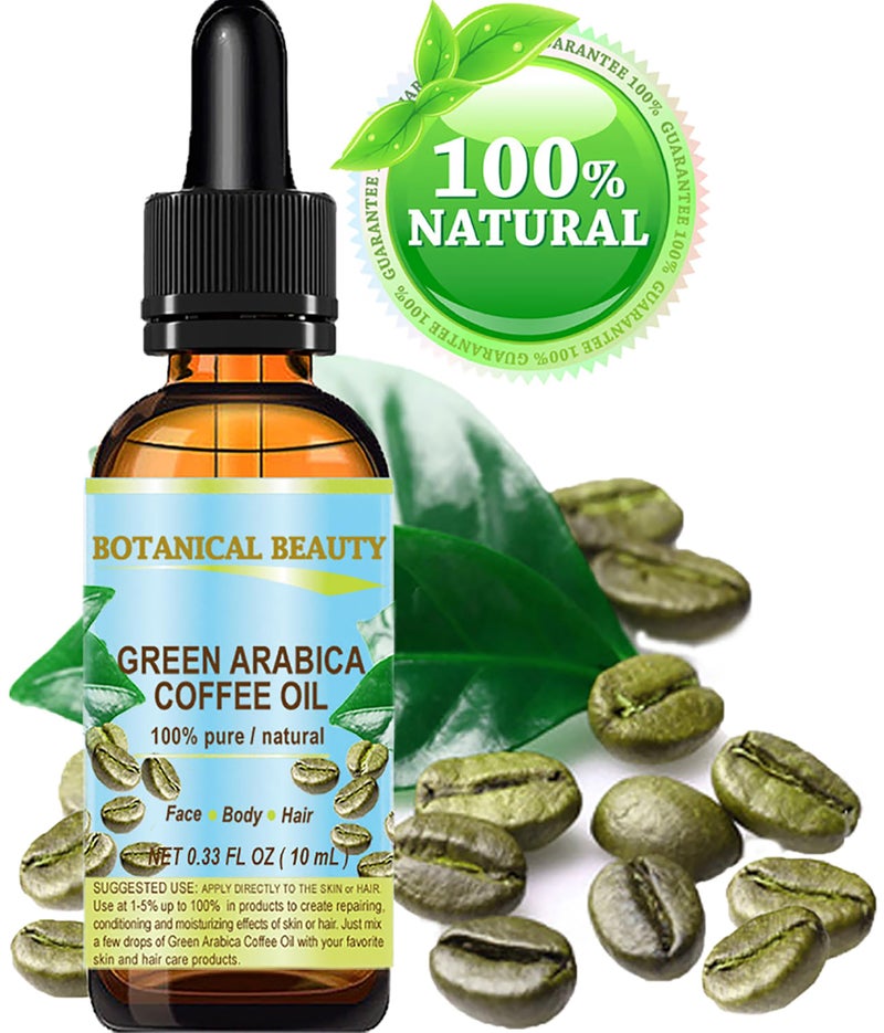 Botanical Beauty GREEN ARABICA COFFEE OIL Brazilian 100% Pure Virgin Unrefined for Face, Skin, Hair, Lip, Nails. Anti - Aging Face Oil (0.33 Fl Oz) - Image 2