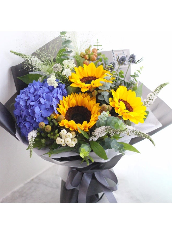 Ferns N Petals Blooming Mixed Fresh Flowers Beautifully Wrapped Bouquet