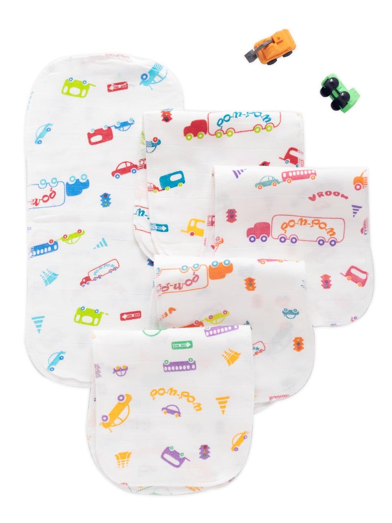 Bumsies Nappy Insert Pad For Babies | Reusable, Washable Soft Muslin Cotton Nappy Inserts for New Born Baby | Gentle on Baby Skin | Helps in Potty Training | 0-6 months | Pack of 10 | Printed - Image 1