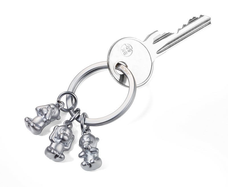 TROIKA THREE MONKEYS – KR17-18/MA – Keyring – emoji monkey – 3 monkeys – See no evil, hear no evil, speak no evil. – keychain, key chain – cast metal– matt – chrome plated – silver – TROIKA-original - Image 2
