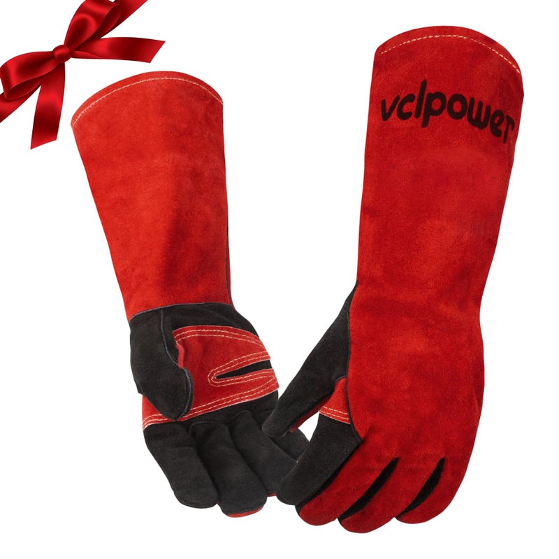 vclpower Welding Gloves 16 Inches 932Â°F Extreme Heat Fire Resistant Leather Forge Gloves for Mig, Tig, Stick, BBQ, Fireplace, Wood Stove, Furnace, Animal Handling, Handling Dry Ice - Safety Work L - Image 1