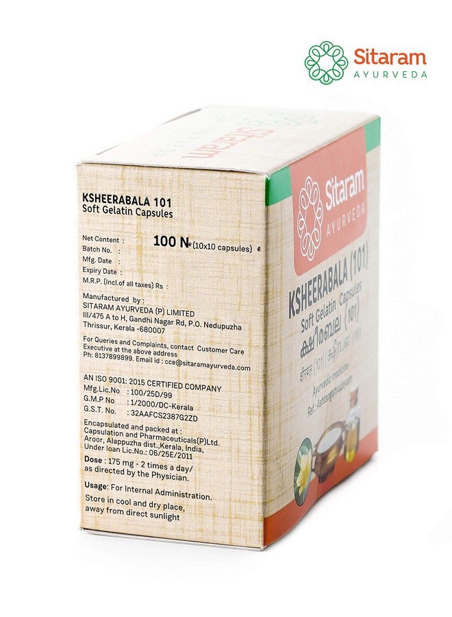Sitaram Ksheerabala 101 Soft Gelatin Capsules 100Nos, Ayurvedic Formulation for Pitta Imbalance, also Nourishes and Effectively Balances Pranavayu - Image 4