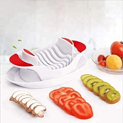 ATETO Tomato Slicer Perfect Tomato OnionPotatoesVegetable SlicerEgg Cutter Salad Maker with Safety Holder Plastic Stainless Steel Slicer CutterPack of 1 Multicolor - Image 5
