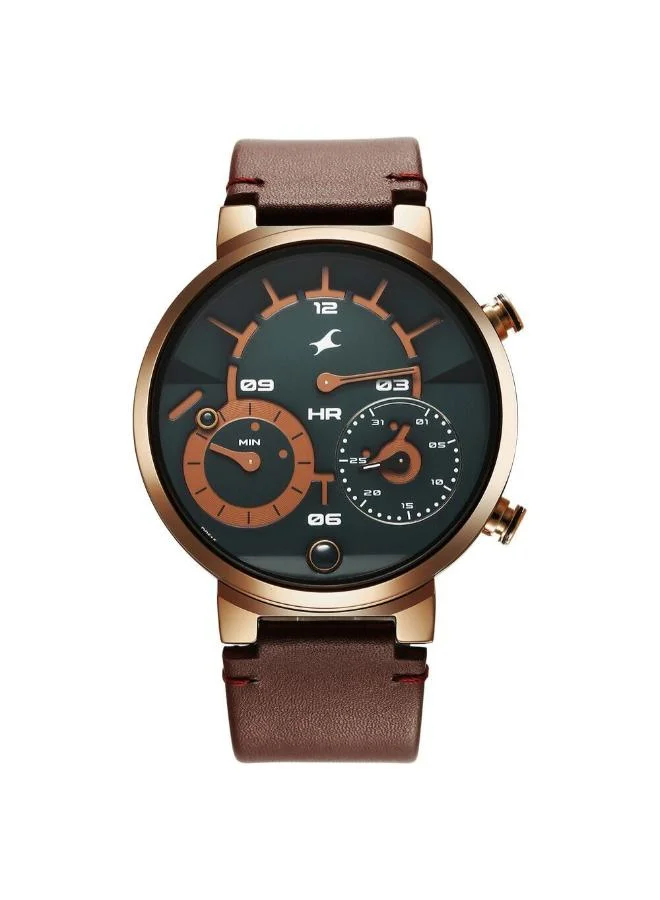 fastrack Men's Leather Analog Watch 3309QL01 - 45 mm