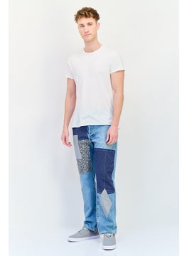 Levi's Men Regular Fit Embroidered Denim Jeans, Blue Wash  - Image 4