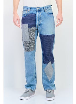Levi's Men Regular Fit Embroidered Denim Jeans, Blue Wash  - Image 1