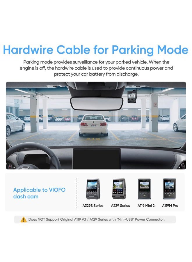 Viofo كابل HK4 Acc Hardwire، كابل USB-C للتوصيل المباشر لسلسلة A329/Sلسلة A229/A119Mini2/A139Pro/WM1/T130 كاميرا داش، حماية من الجهد المنخفض لوضع الوقوف (لا يتضمن وصلة الفيوز) - Image 2