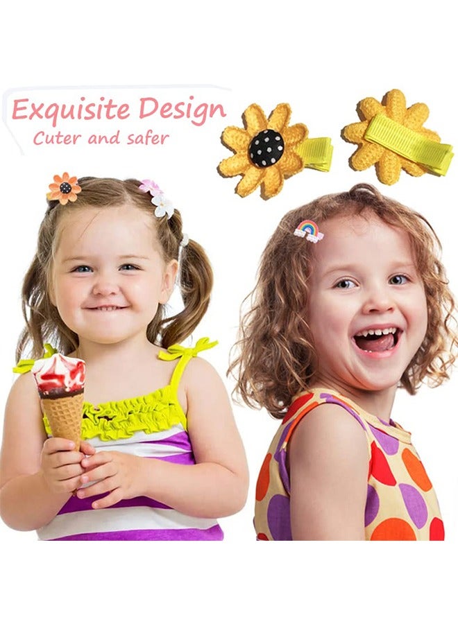 28 قطعة مشابك شعر لطيفة، إكسسوارات شعر عصرية للبنات بأشكال أزهار وفواكه بألوان قوس قزح وحلوى، غير قابلة للانزلاق، مثالية للفتيات، الأطفال، المراهقات والأطفال الصغار (أصفر متعدد الألوان) - Image 3