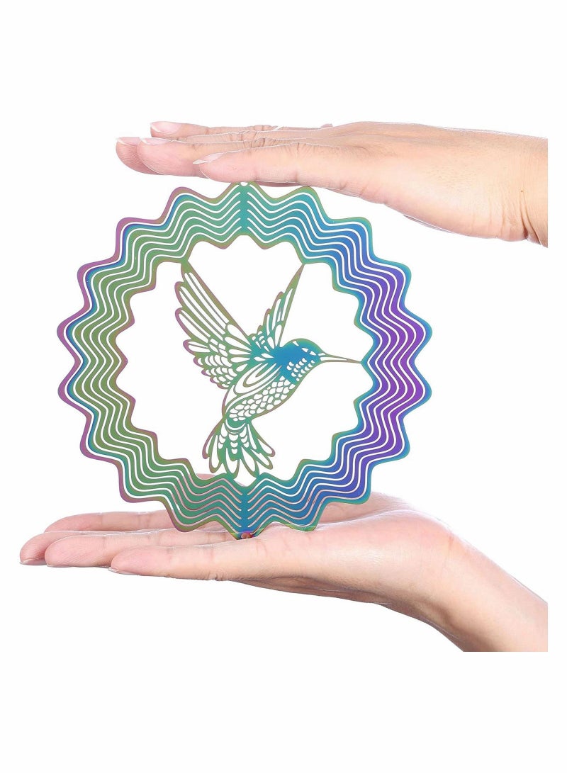 Y&D Hummingbird Wind Spinner Metal Garden Decor Sun Catcher 3D Hanging Kinetic Yard Art Decorations with Ball Spiral Tail for Backyard Indoor Patio Lawn - Image 3