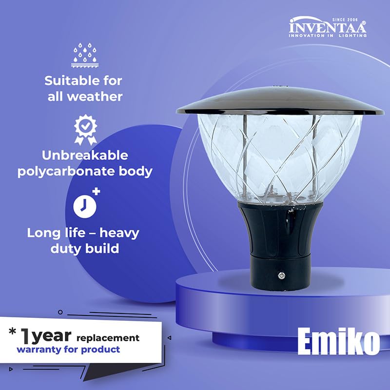 INVENTAA Emiko Gate Light for Home Gate with 2 Years Replaceable Warranty - Unbreakable Gate Lamps for Outdoor Waterproof (1)(high grade flame proof polycarbonate body) - Image 5