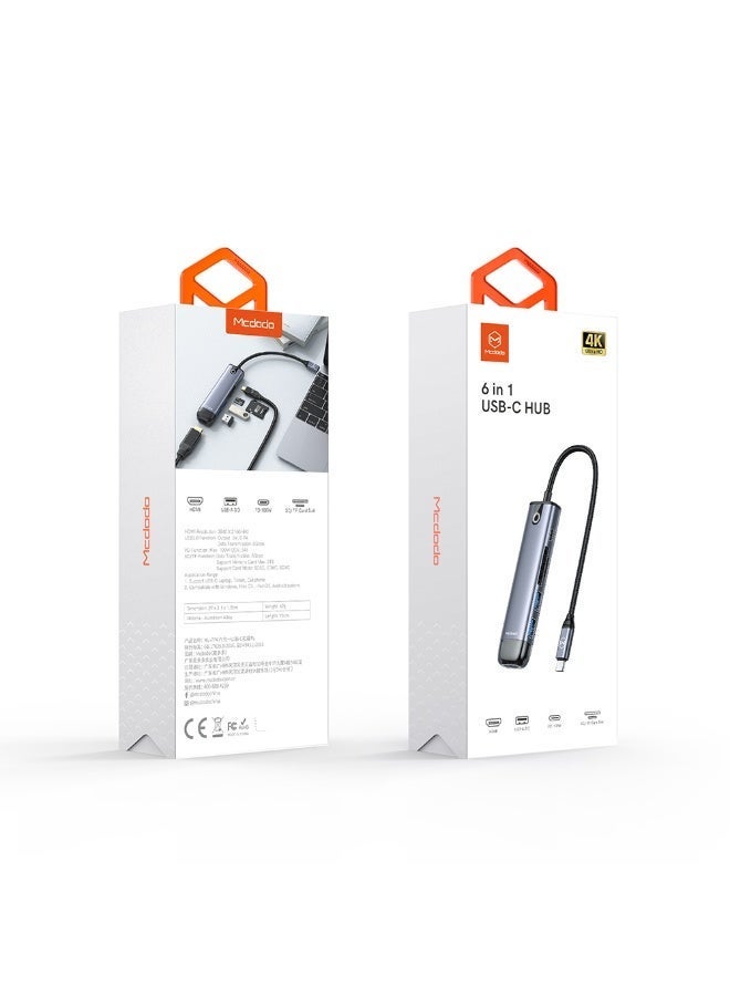 Mcdodo 6 in 1 HUB HU-7740 HDMI USB-A 3.0 2 USB-C(PD 100W) SD Card Slot - Image 2