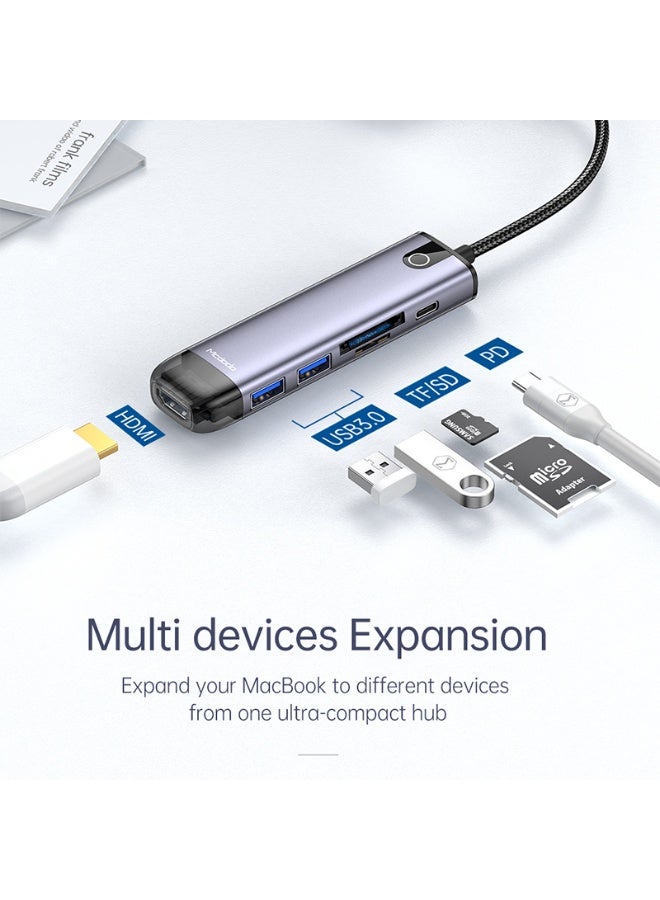 Mcdodo 6 in 1 HUB HU-7740 HDMI USB-A 3.0 2 USB-C(PD 100W) SD Card Slot - Image 4