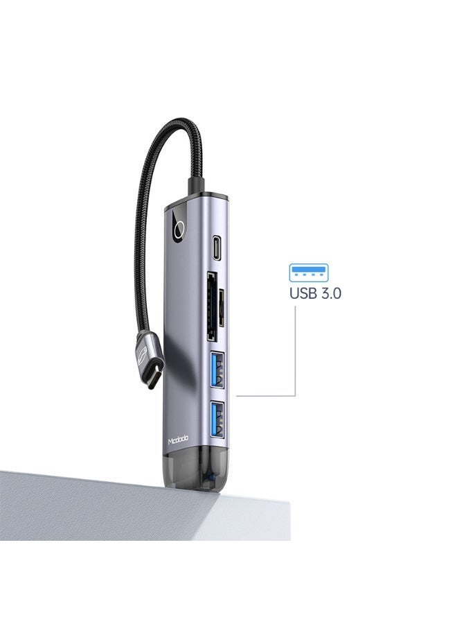 Mcdodo 6 in 1 HUB HU-7740 HDMI USB-A 3.0 2 USB-C(PD 100W) SD Card Slot - Image 1