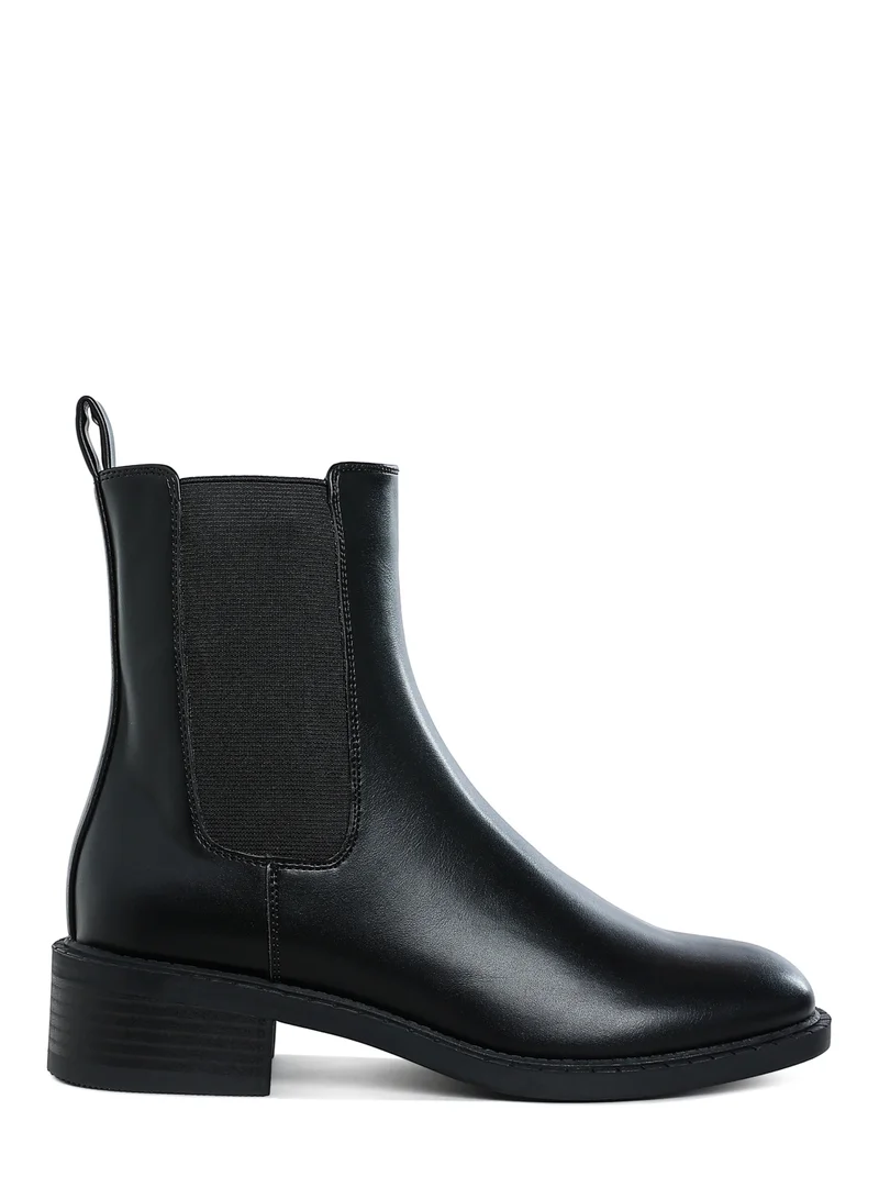 London Rag Women's Stacked Heel Chelsea Boots in Black