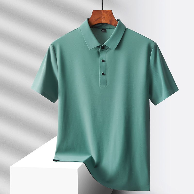 Explosions Nylon Fabric Dad Summer Middle-Aged Men'S Short-Sleeved T-Shirt Summer Ice Silk Quick-Drying Middle-Aged And Elderly Loose - Image 1