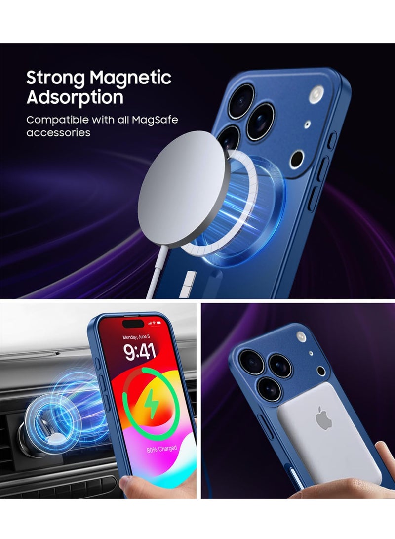 X-level Magnetic Case for iPhone 17 Pro Max with Camera Lens Protector, Compatible with MagSafe, Full Protection Slim Anti - Scratch Soft TPU Bumper Phone Case for iPhone 17 Pro Max, Navy Blue - Image 3