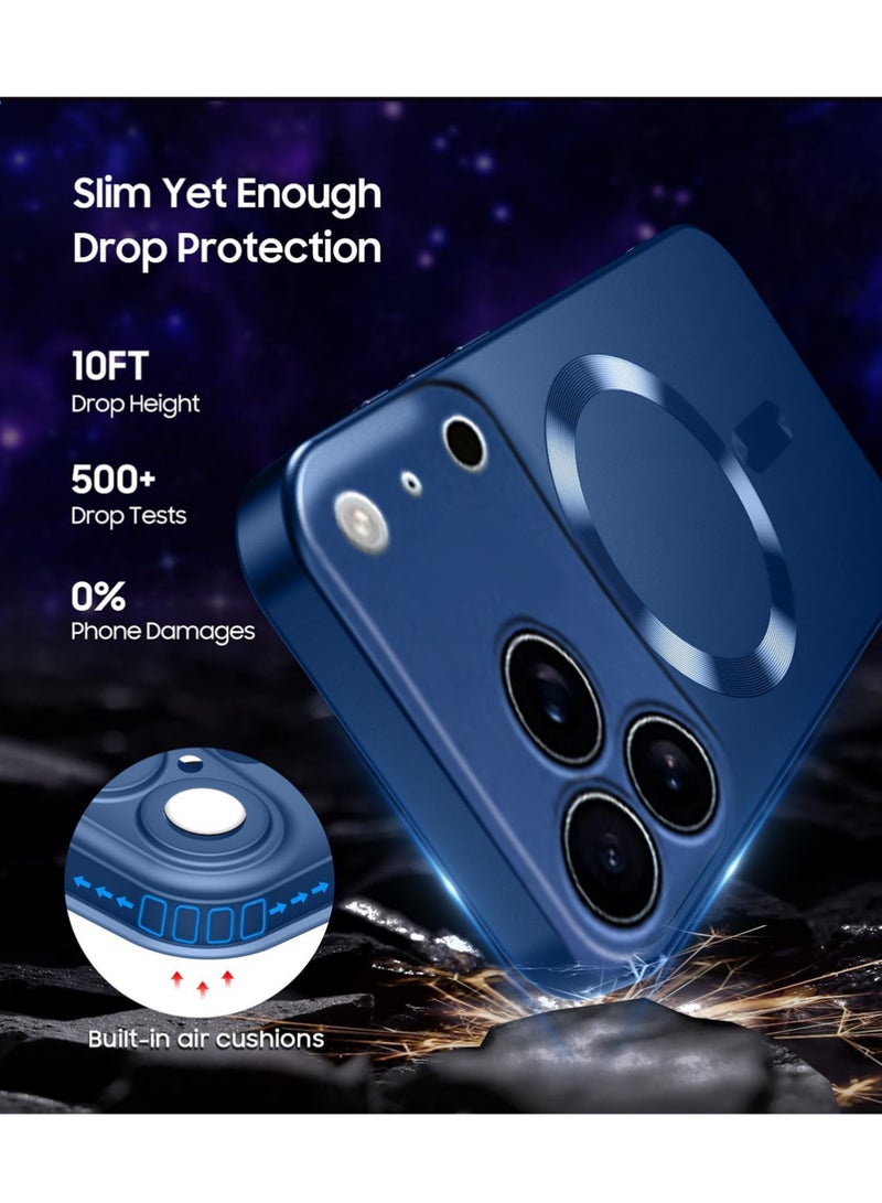 X-level Magnetic Case for iPhone 17 Pro Max with Camera Lens Protector, Compatible with MagSafe, Full Protection Slim Anti - Scratch Soft TPU Bumper Phone Case for iPhone 17 Pro Max, Navy Blue - Image 4