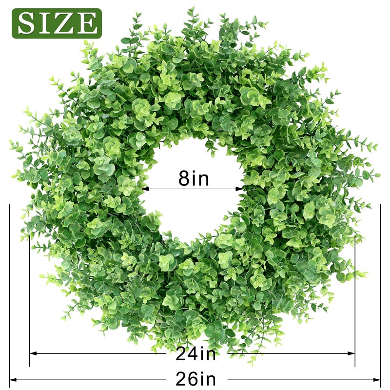 GLIDLION 26" Boxwood Wreath for Front Door, Porch, Window - Large Artificial Boxwood Leaves Greenery Outdoor Wreath for Home, Farmhouse Decor - Spring, Summer, Fall, All Seasons (Green) - Image 5