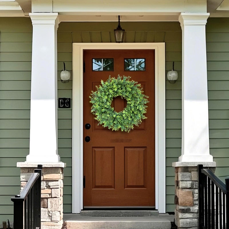 GLIDLION 26" Boxwood Wreath for Front Door, Porch, Window - Large Artificial Boxwood Leaves Greenery Outdoor Wreath for Home, Farmhouse Decor - Spring, Summer, Fall, All Seasons (Green) - Image 2