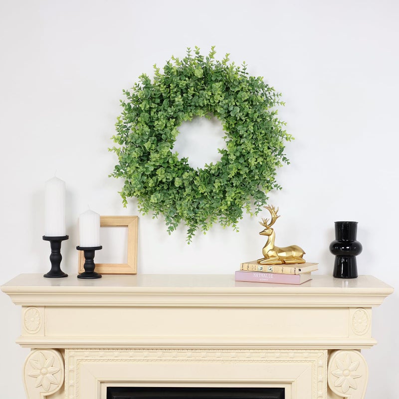 GLIDLION 26" Boxwood Wreath for Front Door, Porch, Window - Large Artificial Boxwood Leaves Greenery Outdoor Wreath for Home, Farmhouse Decor - Spring, Summer, Fall, All Seasons (Green) - Image 4