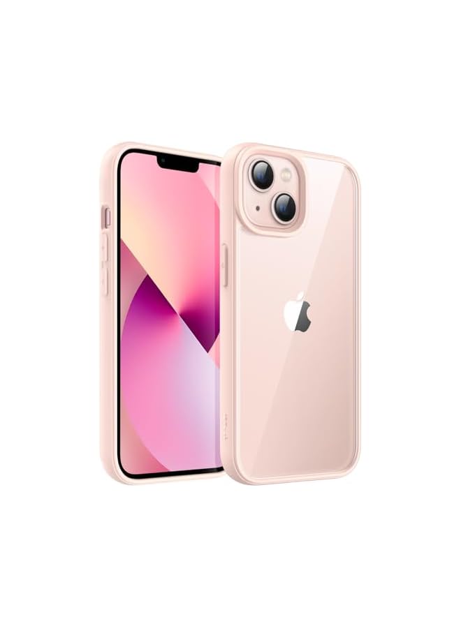 Jetech Case for iPhone 13 6.1-Inch, Shockproof Phone Bumper Cover, Solid Color Matte TPU Frame, Anti-Scratch Clear Back (Pink) - Image 1