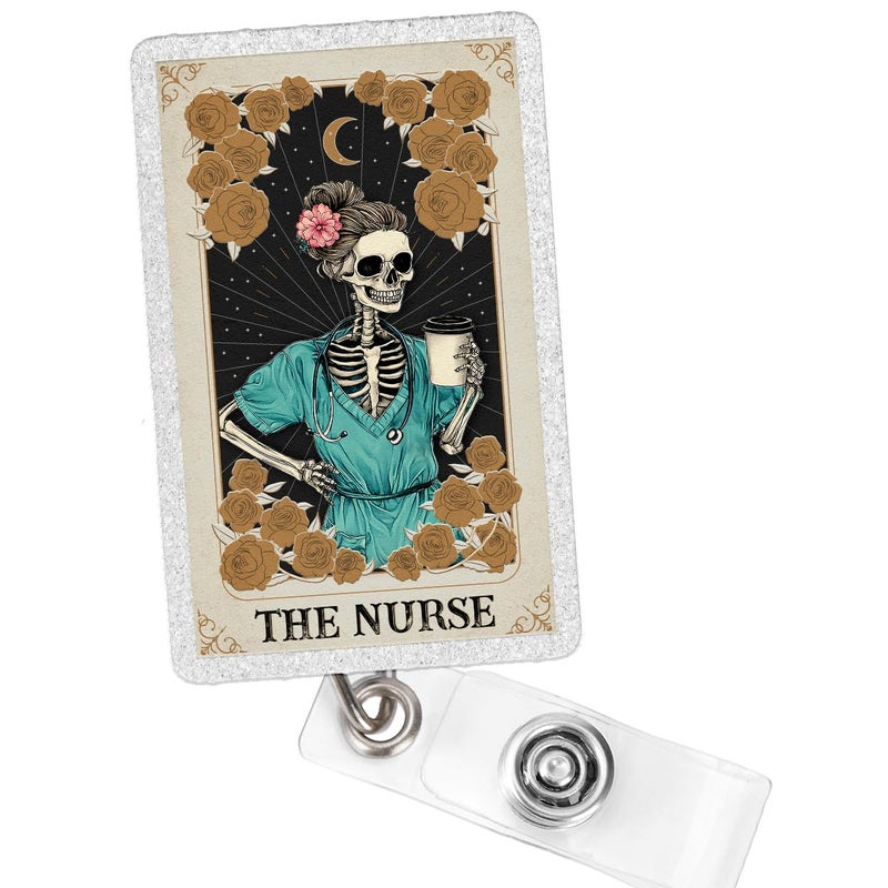 DOSINY Nurse Badge Reel, Fun Retractable ID Holder with Alligator Clip for CNA RN LPN MA, Medical Badge Clip for Nursing Students, Teachers, Women, Nurse Week Gifts, Cute Healthcare Work Accessory - Image 1