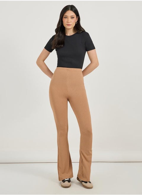 Fit & Flare Textured Joggers with Elasticated Waistband