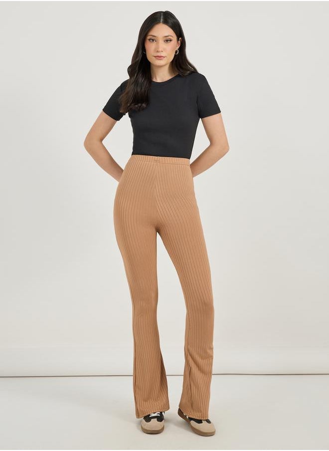 Styli Fit & Flare Textured Joggers with Elasticated Waistband  - Image 1