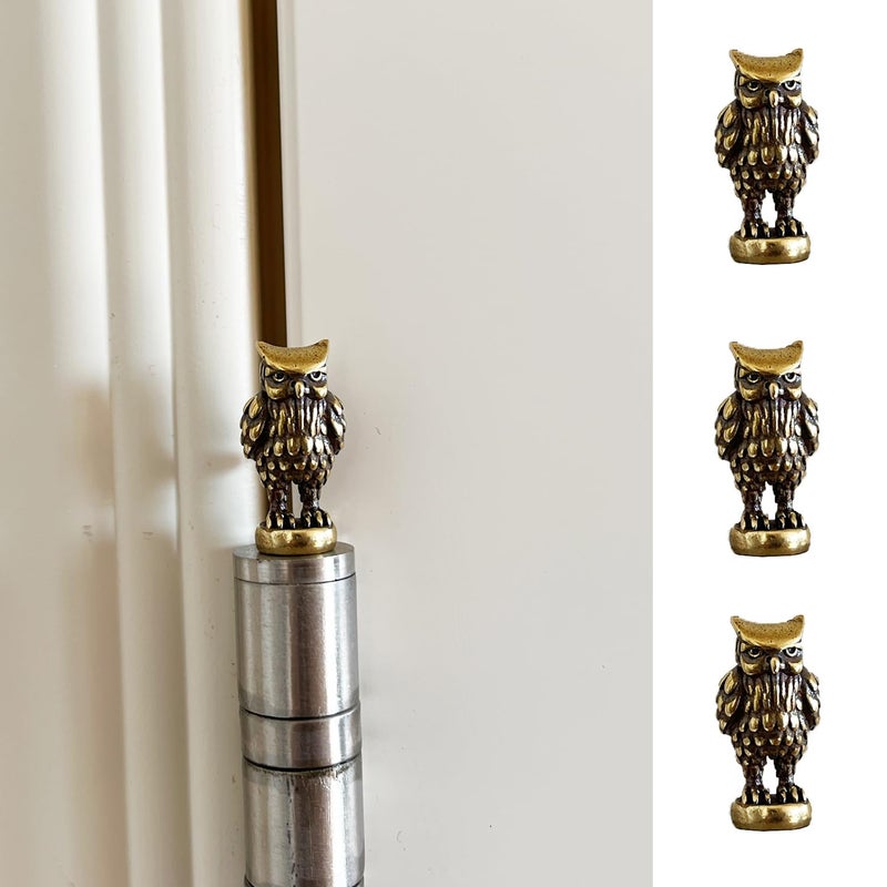 SWNACOR 3 Pcs Brass Owl Hinge Heads Decorative Topper, Magnetic Hinge Head Toppers, Fun Bird Gifts for Women Mom Grandma Wife, Vintage Bird Statue Door Hinge Head Home Decoration - Image 1