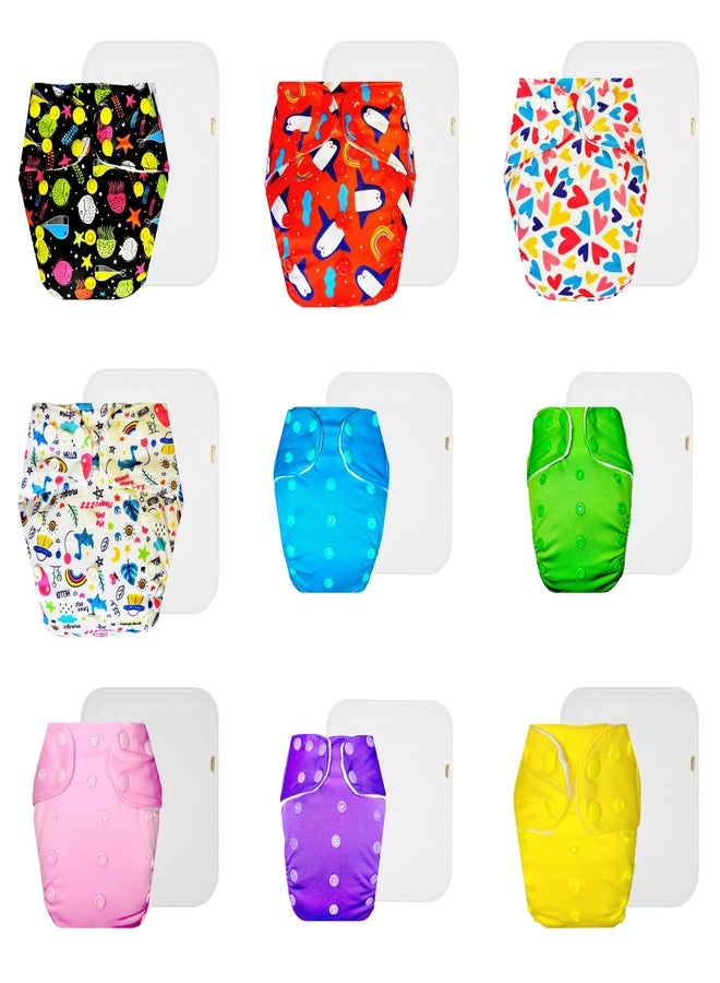 Dumbledo Premium Cloth Diaper with Cotton Insert (Pack of 9) | Snug Fit | Reusable & Washable | Travel Friendly | Perfect for Indian Summers | 3 Months - 3 Years | Unisex Baby - Image 1
