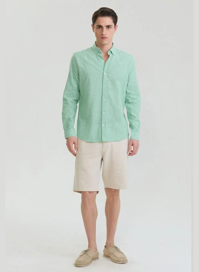 FELIX HARDY Men's Cotton Linen Blend Long Sleeve Shirt