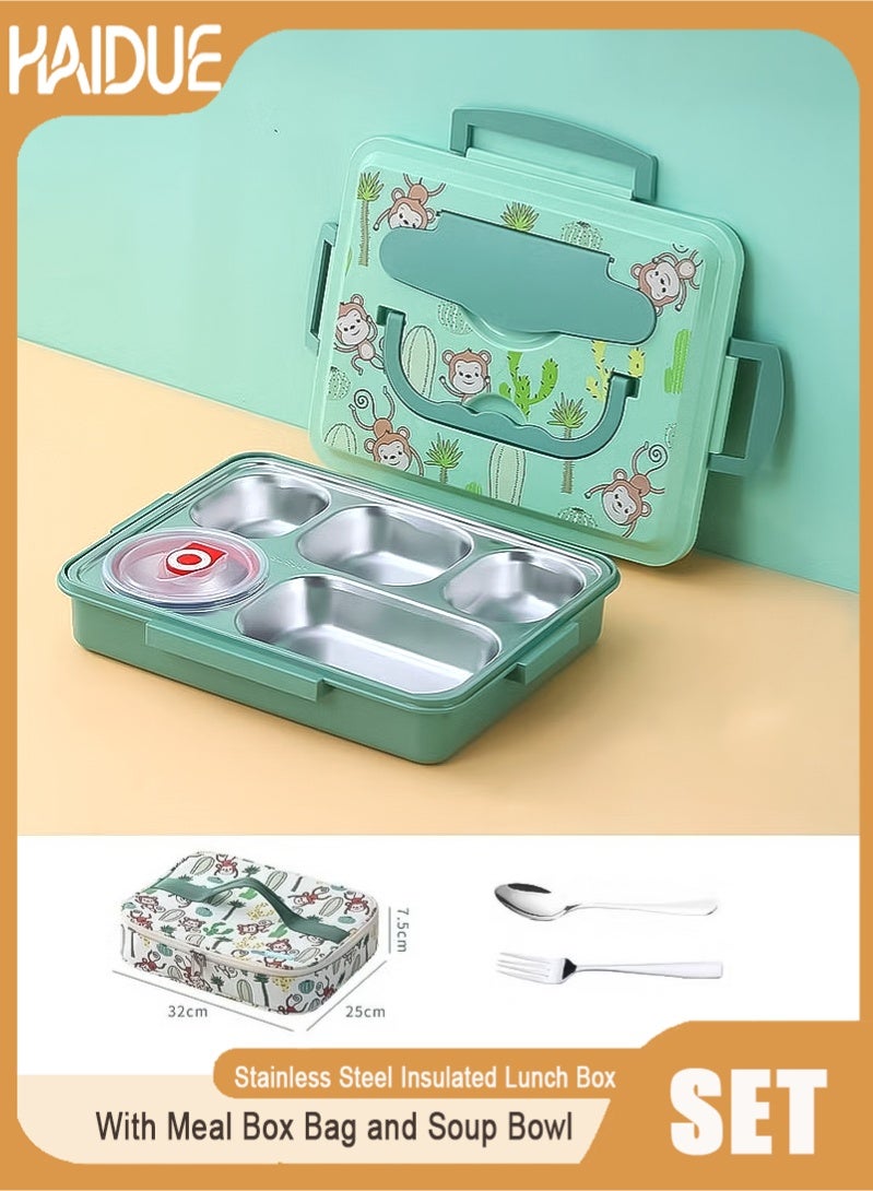 Haidue Stainless Steel Insulated Lunch Box with Meal Box Bag and Soup Bowl - Image 1