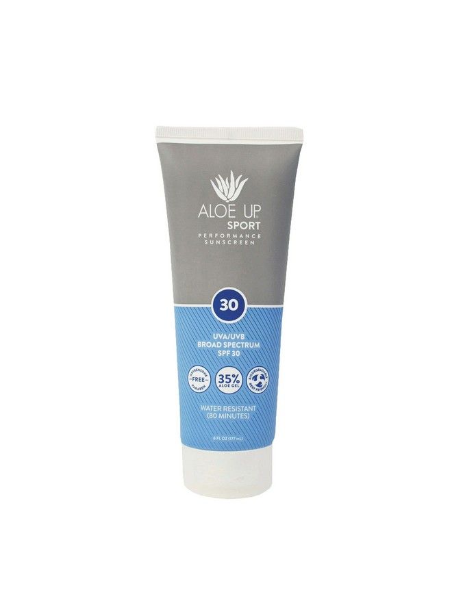 Aloe Up Sport Collection Spf 30 Sunscreen Unscented Sunscreen Protects From Uv With Aloe/Quickdrying Nongreasy Lotion Safe For Face Or Body/Reef Safe Made In Usa / 6 Oz  - Image 1