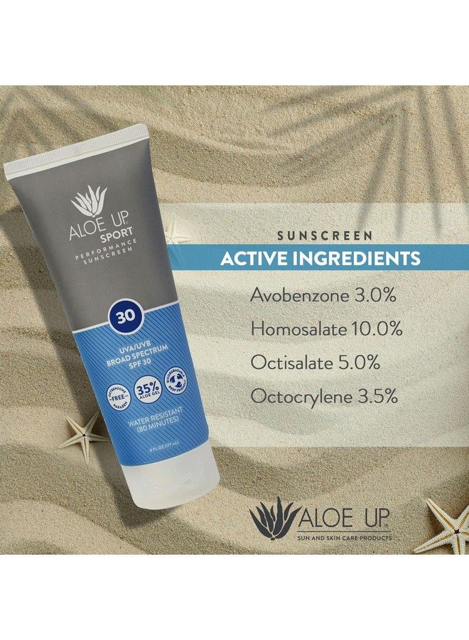Aloe Up Sport Collection Spf 30 Sunscreen Unscented Sunscreen Protects From Uv With Aloe/Quickdrying Nongreasy Lotion Safe For Face Or Body/Reef Safe Made In Usa / 6 Oz  - Image 3