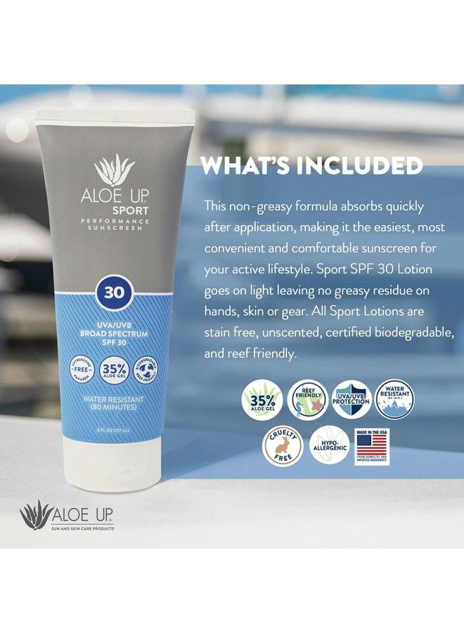 Aloe Up Sport Collection Spf 30 Sunscreen Unscented Sunscreen Protects From Uv With Aloe/Quickdrying Nongreasy Lotion Safe For Face Or Body/Reef Safe Made In Usa / 6 Oz  - Image 4