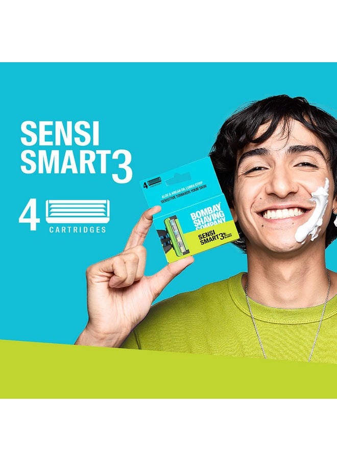 BOMBAY SHAVING COMPANY Sensi Smart 3 Razor Cartridge | Pack Of 4  - Image 3
